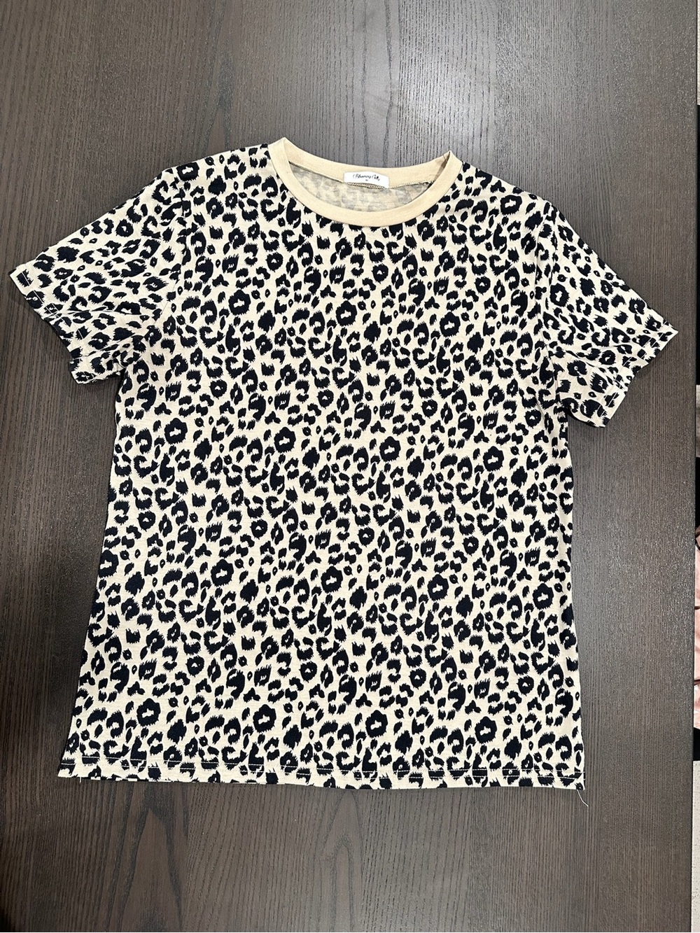 Leopard Print Short Sleeve Tee in Cream & Black